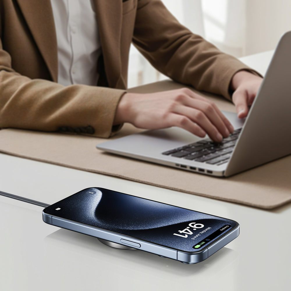 Acefast E24 Qi2 15W magnetisk induktiv oplader med 1,2 m USB-C kabel - sort