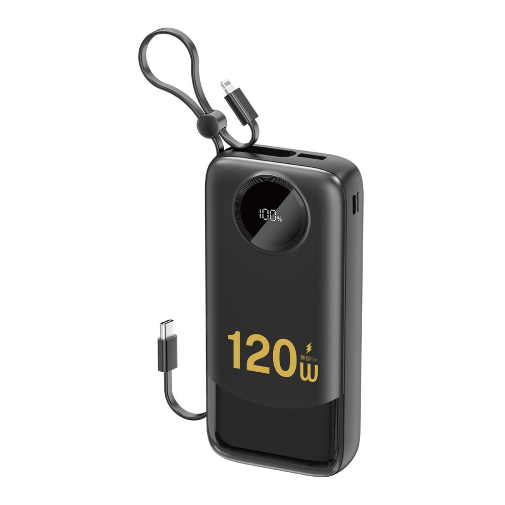Dudao K13Pro 20000mAh Powerbank med indbygget kabel - sort