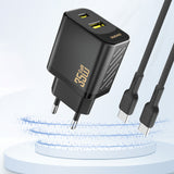 Dudao A27 MaxC 35W Wall Charger + USB-C-kabel - sort