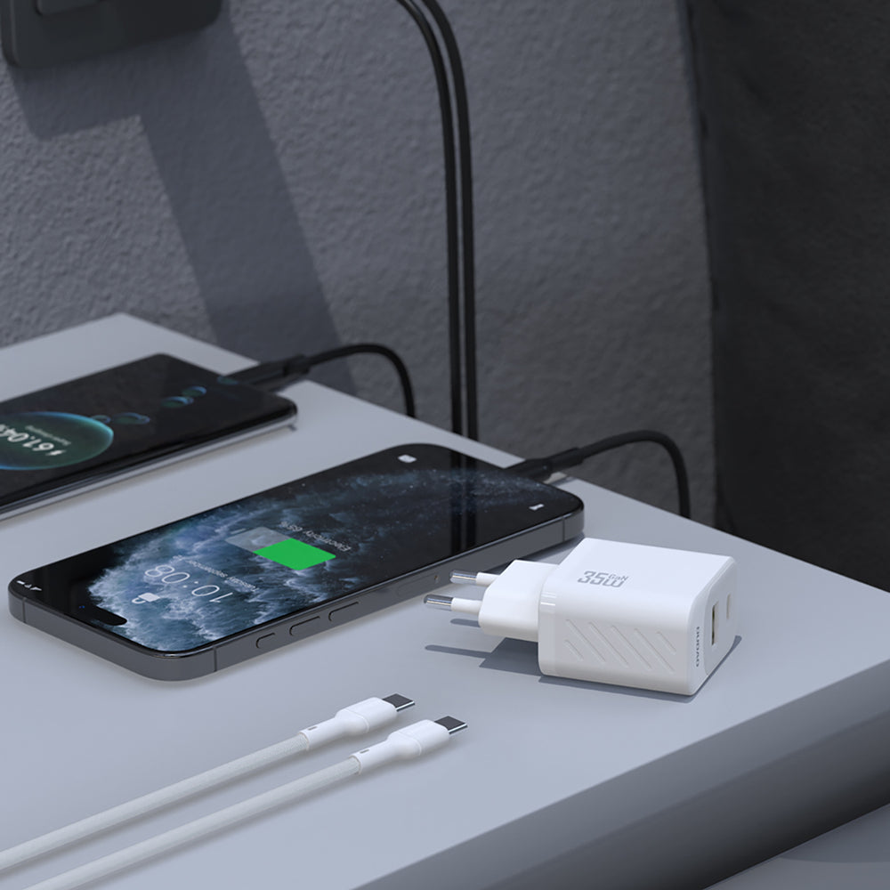 Dudao A27 MaxC 35W Wall Charger + USB-C-kabel - hvid