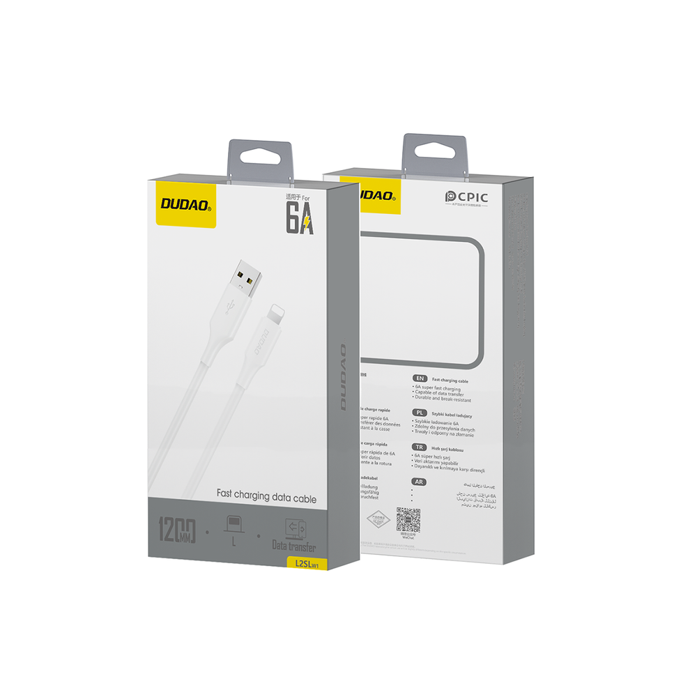 Dudao L2sL USB-A - Lightning 6A Kabel 1,2 m - Hvid