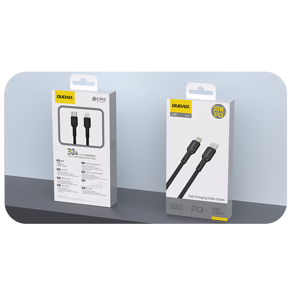 Dudao L9X 30W USB-C - Lightning Cable 2m - sort
