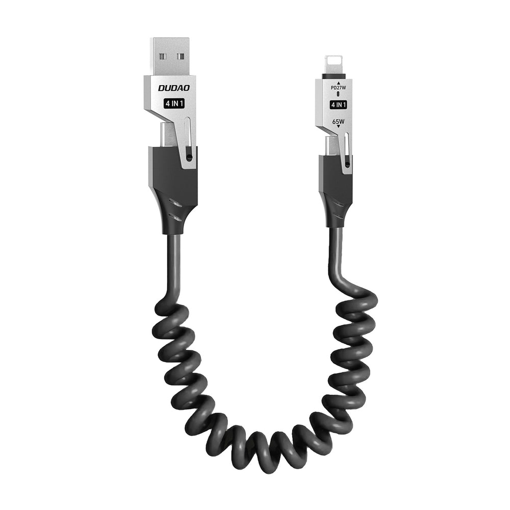 Dudao L20 Pro 4-i-1 USB-A / USB-C - Lightning / USB-C-kabel - sort