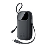 Baseus EnerFill FC31 10000mAh 22.5W Powerbank med digitalt display og 2 indbyggede kabler (USB-C + Lightning) - sort