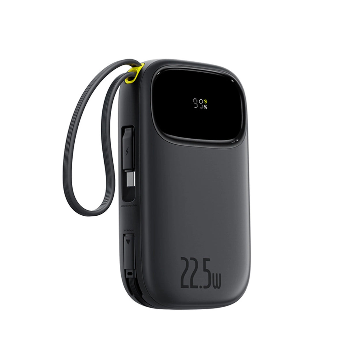 Baseus EnerFill FC31 10000mAh 22.5W Powerbank med digitalt display og 2 indbyggede kabler (USB-C + Lightning) - sort