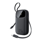 Baseus EnerFill FC31 20000mAh 22.5W Powerbank med digitalt display og 2 indbyggede kabler (USB-C + Lightning) - sort