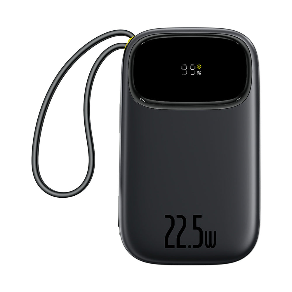 Baseus EnerFill FC31 QPow3 20000mAh 22.5W Powerbank with Digital Display and 2 Built-in Cables (USB-C + Lightning) - Black