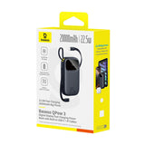 Baseus EnerFill FC31 QPow3 20000mAh 22.5W Powerbank with Digital Display and 2 Built-in Cables (USB-C + Lightning) - Black
