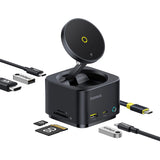 Baseus MagPro Series II 7-i-1 USB-C Hub med MagSafe-kompatibel oplader 15W + HDMI + USB-A + USB-C + SD / TF - sort