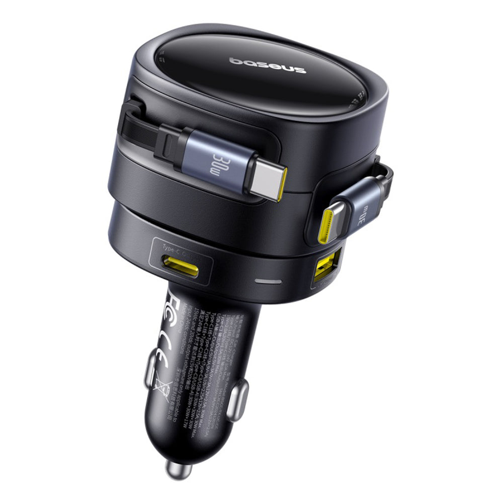 Baseus Enjoyment Max 90W Car Charger 2 x USB-C + USB-A + USB-C Cable - Black