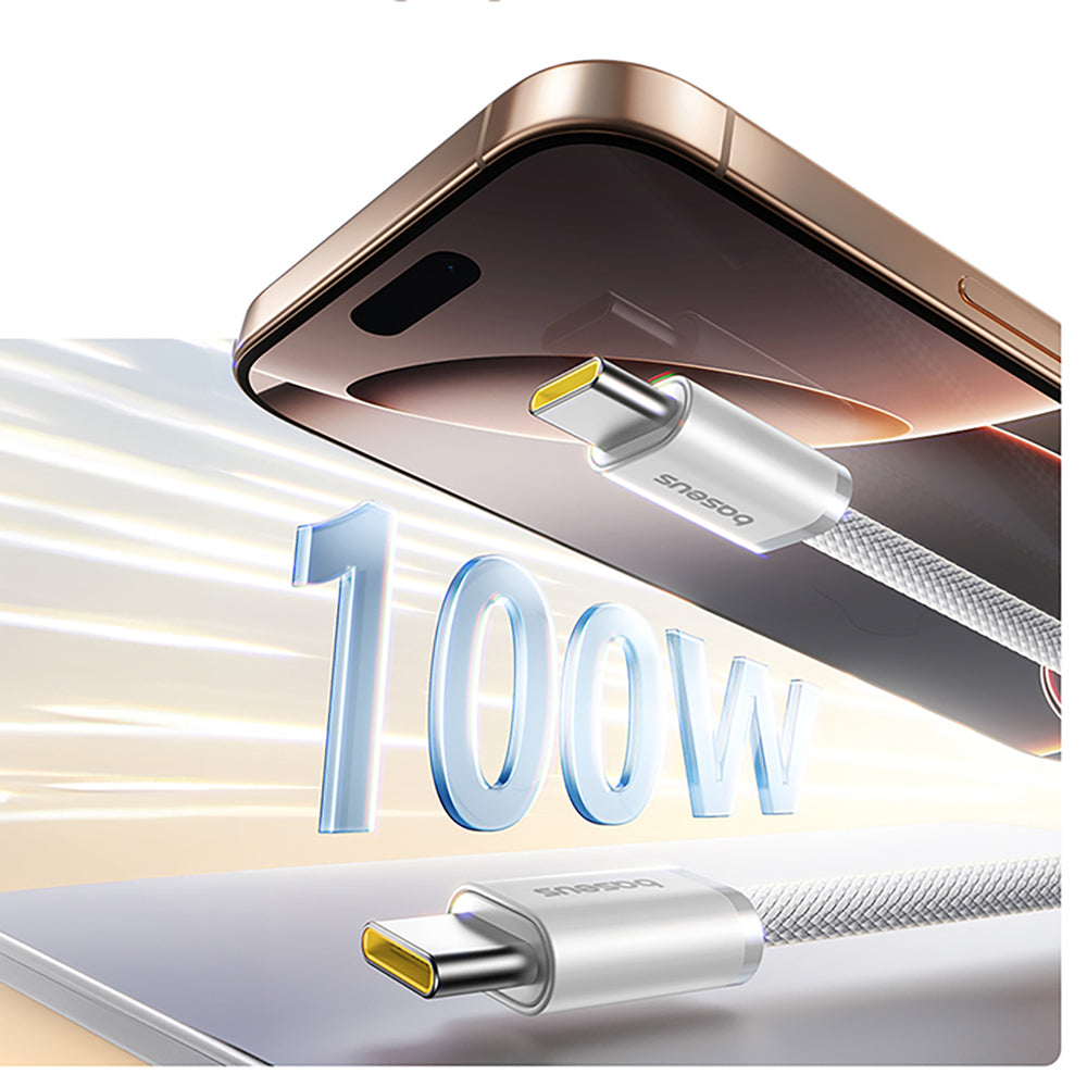 Baseus Dynamic 4 Pro 100W USB-C - USB-C Magnetisk kabel 1m - hvid