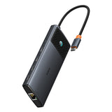 Baseus Metal Gleam II 10in1 HDMI USB-A USB-C RJ45 SD/TF Hub - Gray