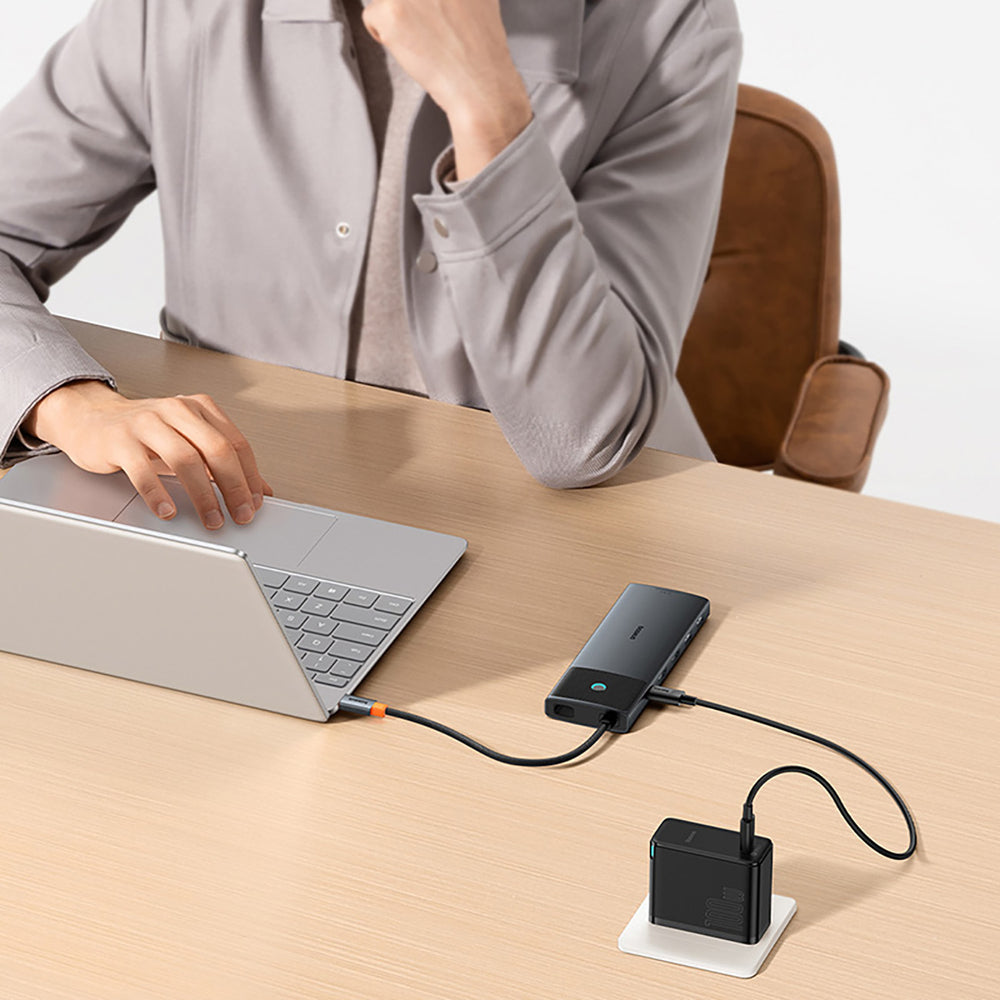 Baseus Metal Gleam II 10in1 HDMI USB-A USB-C RJ45 SD/TF Hub - Gray