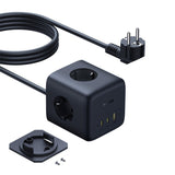 Baseus EnerFill FA11 67W Power Strip, USB-A + USB-C Cube + 3 x EU Socket 1,5 m - sort