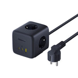 Baseus EnerFill FA11 67W Power Strip, USB-A + USB-C Cube + 3 x EU Socket 1,5 m - sort