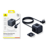 Baseus EnerFill FA11 67W Power Strip, USB-A + USB-C Cube + 3 x EU Socket 1,5 m - sort