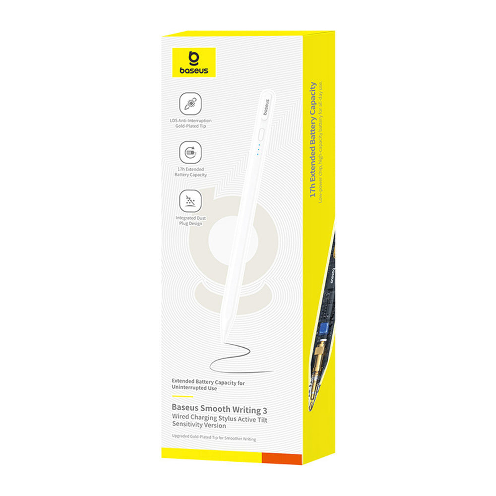 Baseus Smooth Writing 3 Active Stylus, Wired Rechargeable Stylus (Writing Angle Detection Version) - hvid
