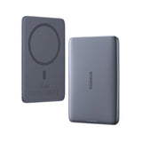 Baseus PicoGo AM41 5000mAh 20W Ultra-Thin MagSafe Kompatibel Power Bank med sort Baseus Simple USB-C 60W 30cm Kabel - Grå