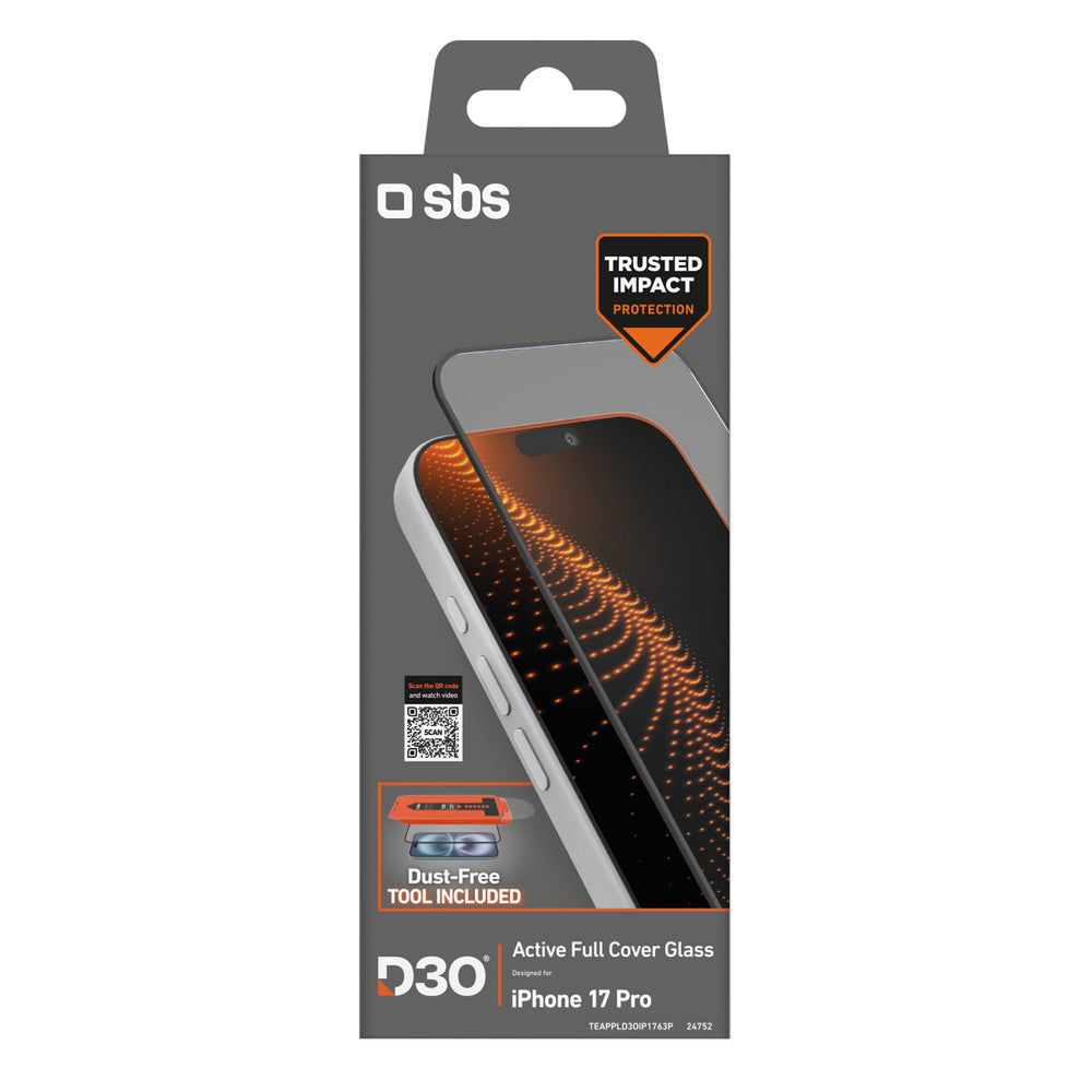 SBS-beskyttelsesglas med D3O-teknologi med applikator til iPhone 17 Pro