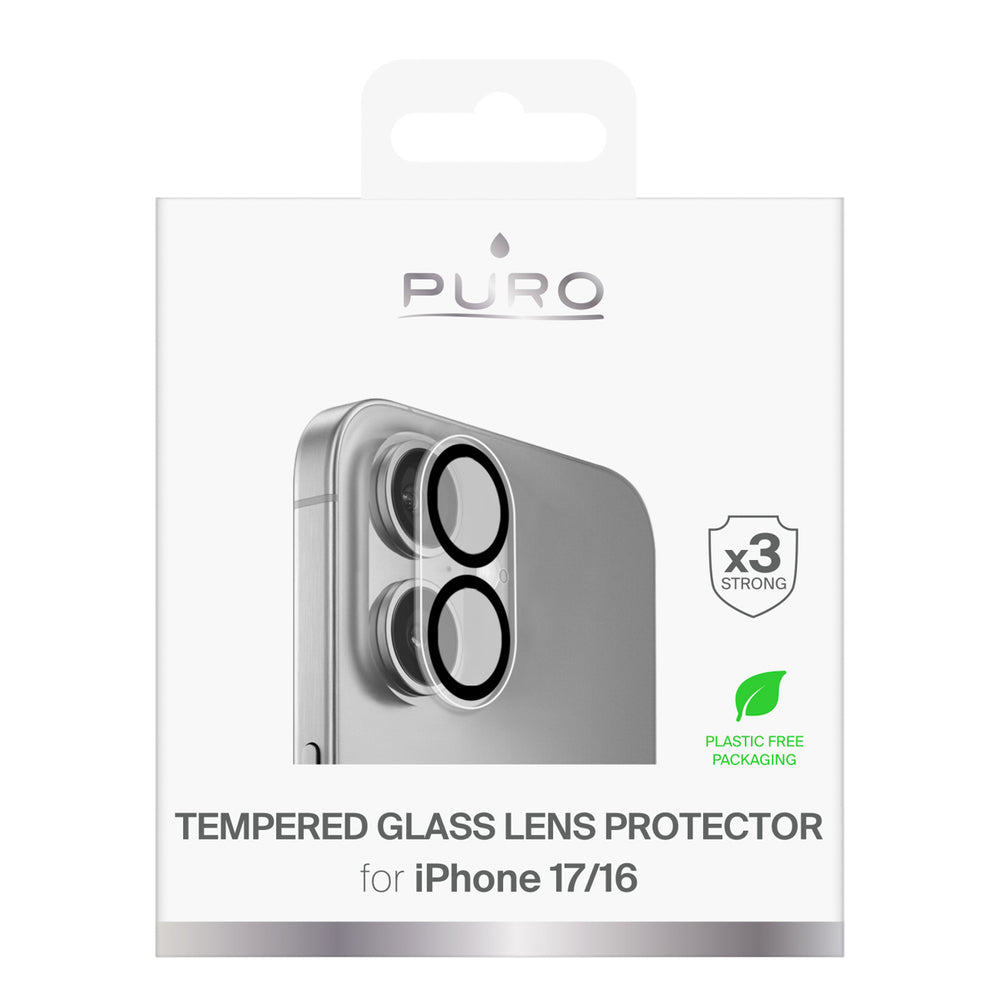 Puro Camera Standard hærdet glas til iPhone 17 / iPhone 16 til Camera Island og linser