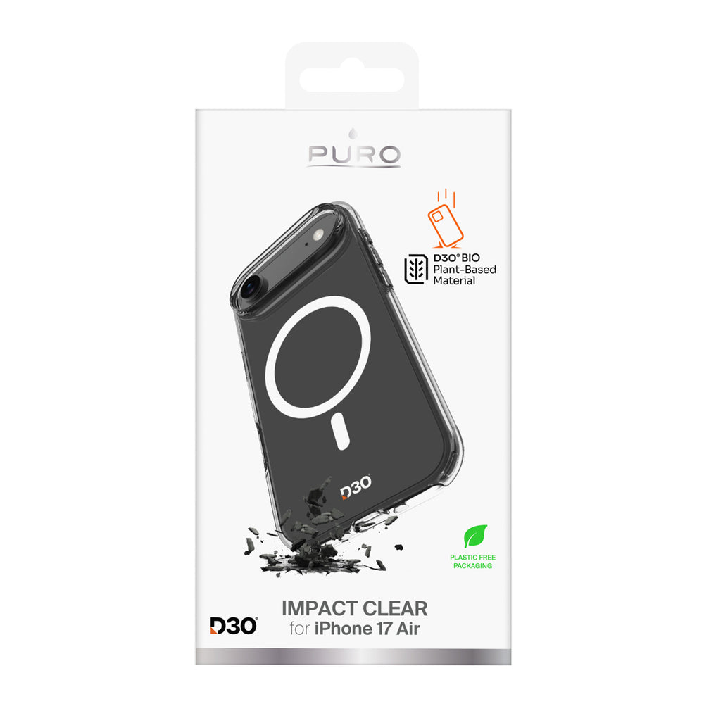 Puro Impact Clear D3O TPU+PC MagSafe Kompatibel Case til iPhone 17 Air - Gennemsigtig