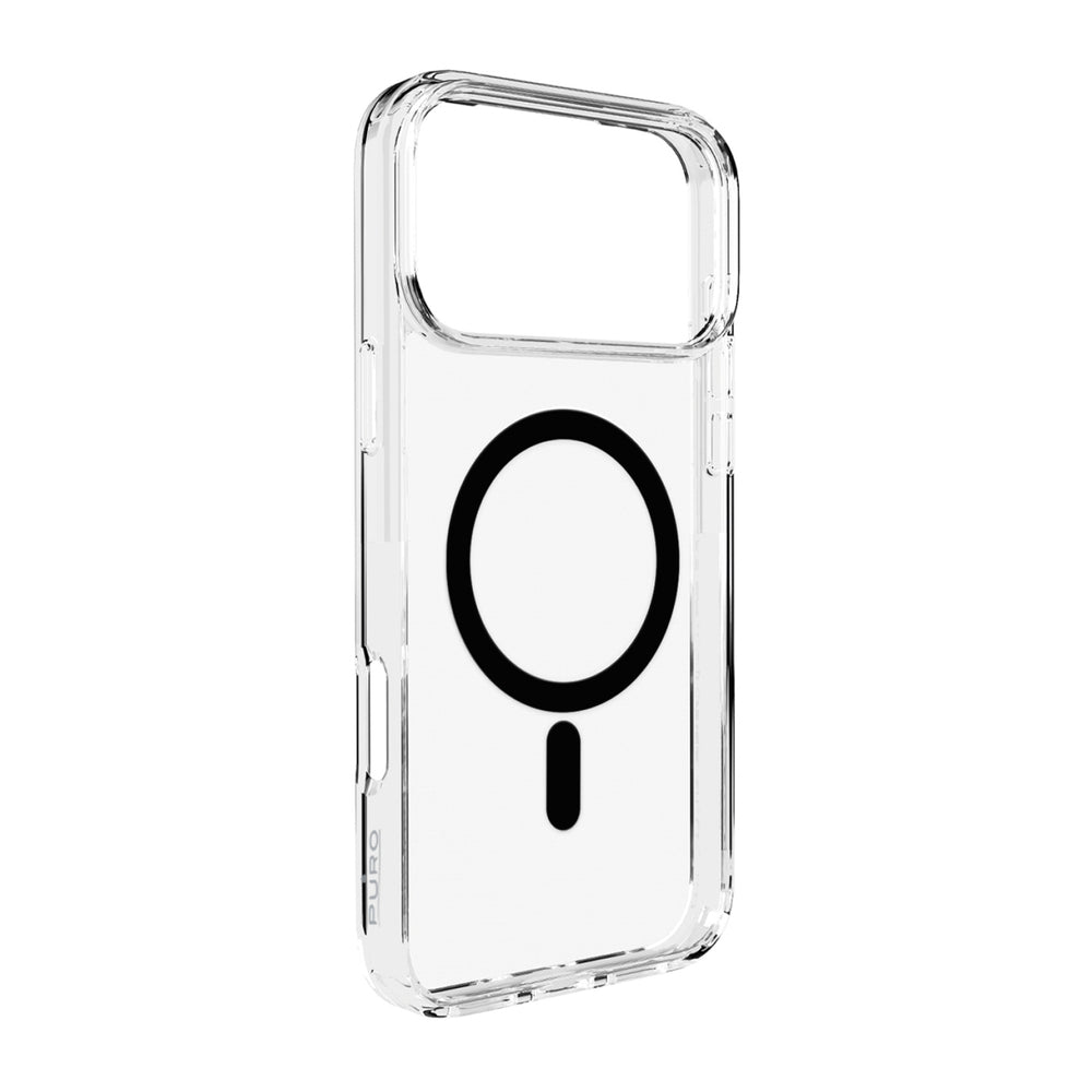 Puro Lite Mag TPU+PC Case Kompatibel med MagSafe til iPhone 17 Pro - Transparent med sort ring