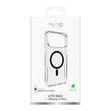 Puro Lite Mag TPU+PC Case Kompatibel med MagSafe til iPhone 17 Pro - Transparent med sort ring
