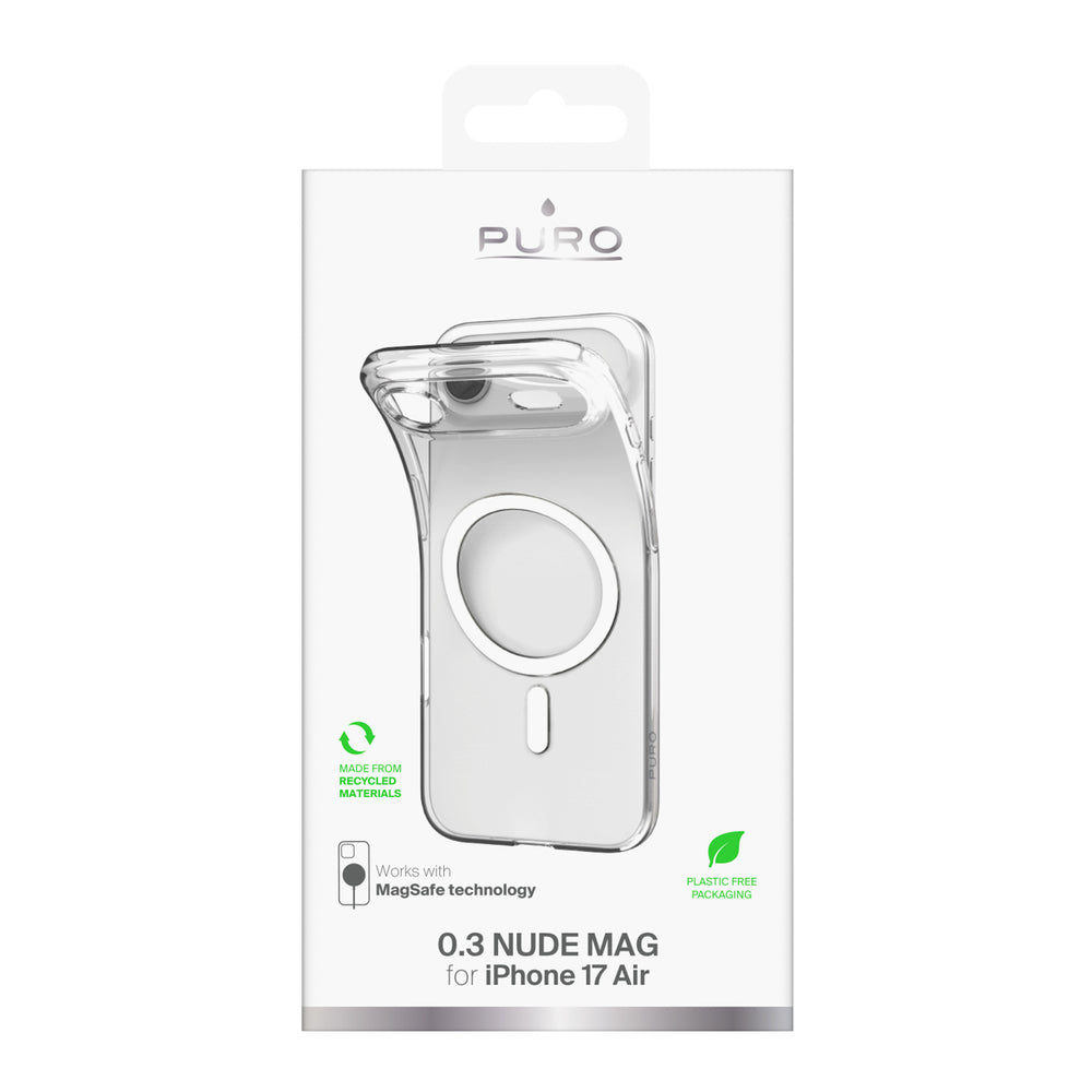 Puro 0.3 MAG Ultra-Slim TPU Case Kompatibel med MagSafe til iPhone 17 Air - Transparent