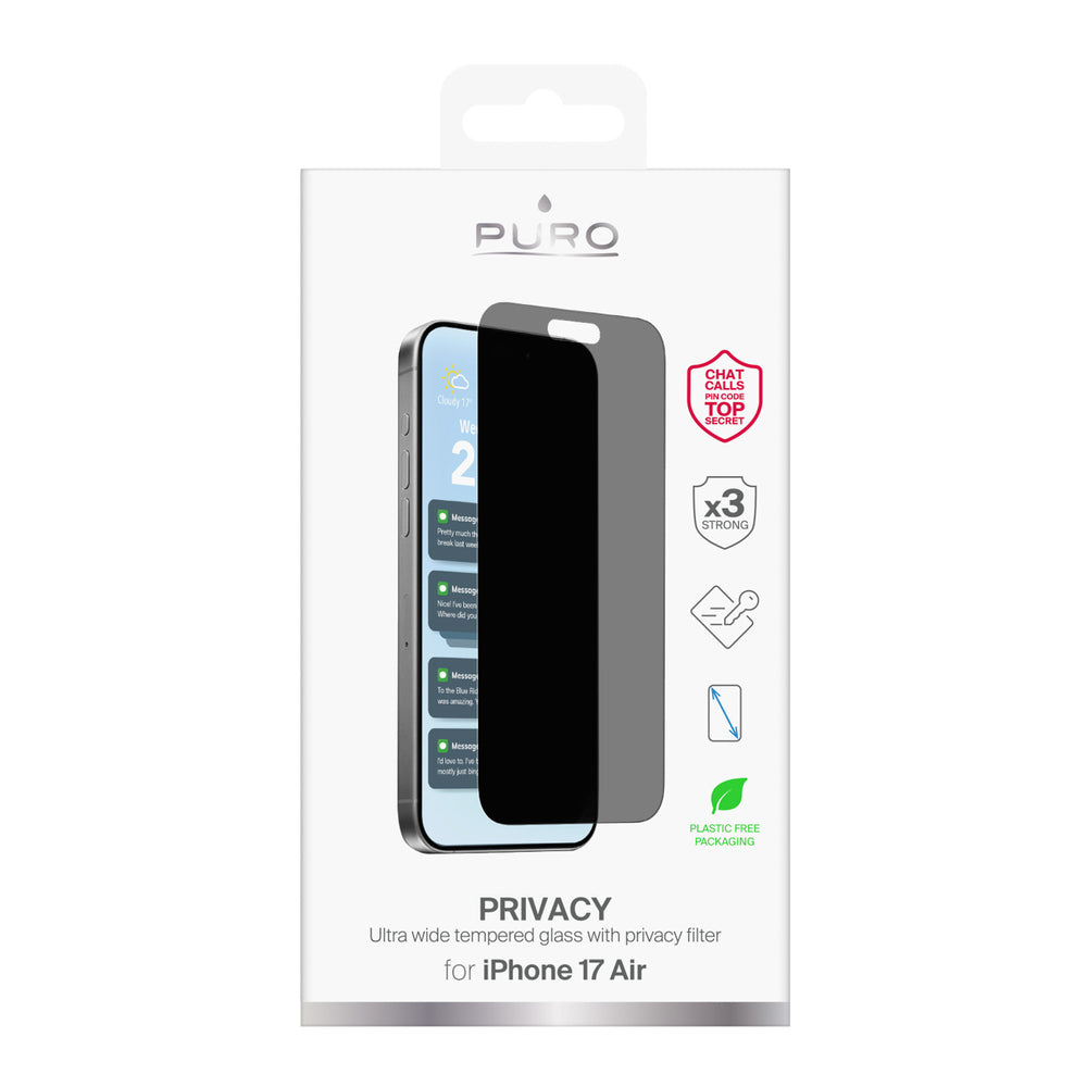 Puro Privacy hærdet glas til iPhone 17 Air