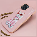 Nimmy Briller Cool Cat Case til iPhone 15 Pro Max - Pink