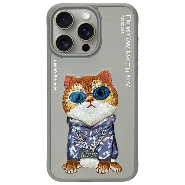 Nimmy Briller Cool Cat Case til iPhone 15 Pro Max - Grå