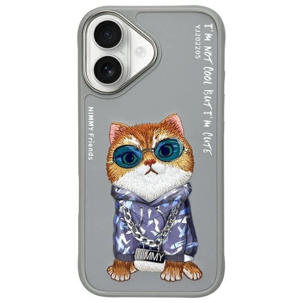 Nimmy Briller Cool Cat iPhone 16 Case - Grå