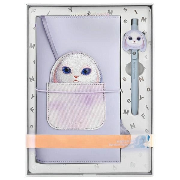 Nimmy Big Eyed Pet 2.0 Rabbit 2-i-1 Notebook + Pen Set - Purple