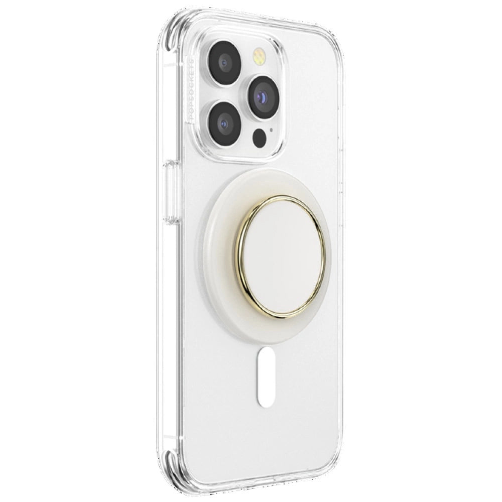 Popsockets Runde Luxe Coconut Creme Emalje MagSafe Holder og Telefon Stand