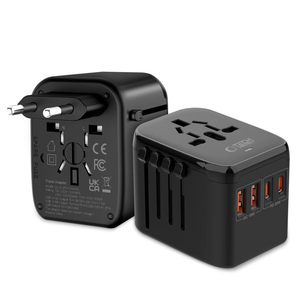 Tech-Protect TA200 EU / UK / US / AU adapter - sort