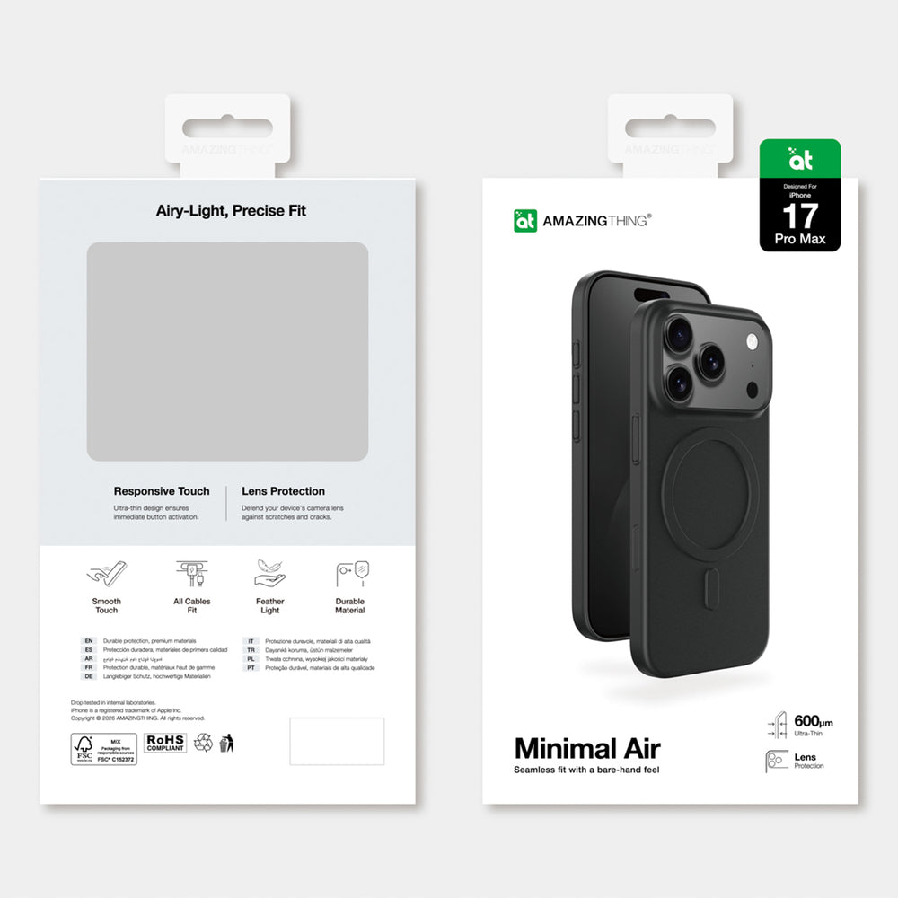 AmazingThing Minimal Air Case til iPhone 17 Pro Max Kompatibel med MagSafe - sort