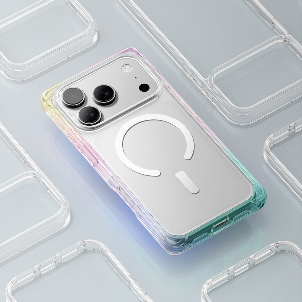 AmazingThing Omni-hylster til iPhone 17 Pro kompatibel med MagSafe - gennemsigtig regnbue