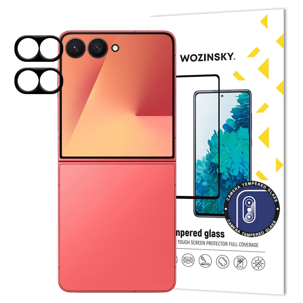 Sort Wozinsky Full Camera Glass til Samsung Galaxy Z Flip 7, Sæt af 2