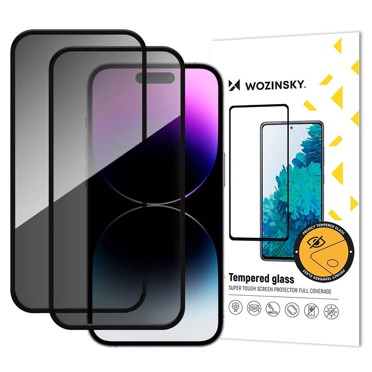 Wozinsky Privacy Glass hærdet glas til iPhone 17 Pro, sæt af 2
