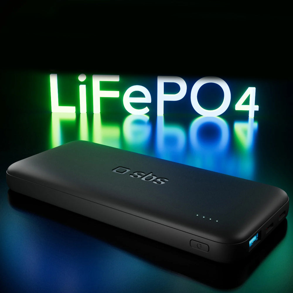 SBS Infinity Power Bank 10000mAh 10W LiFePo4 USB-A USB-C - sort