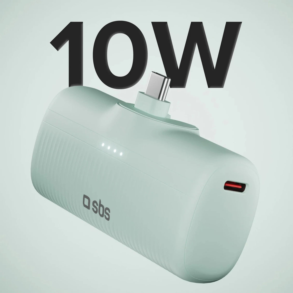 SBS EcoPower 5000 mAh 10W Powerbank med indbygget USB-C-port - Grøn