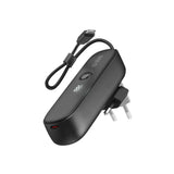 SBS Hybrid PD 20W 5000mAh Power Bank med indbygget kabel og foldable plug - sort