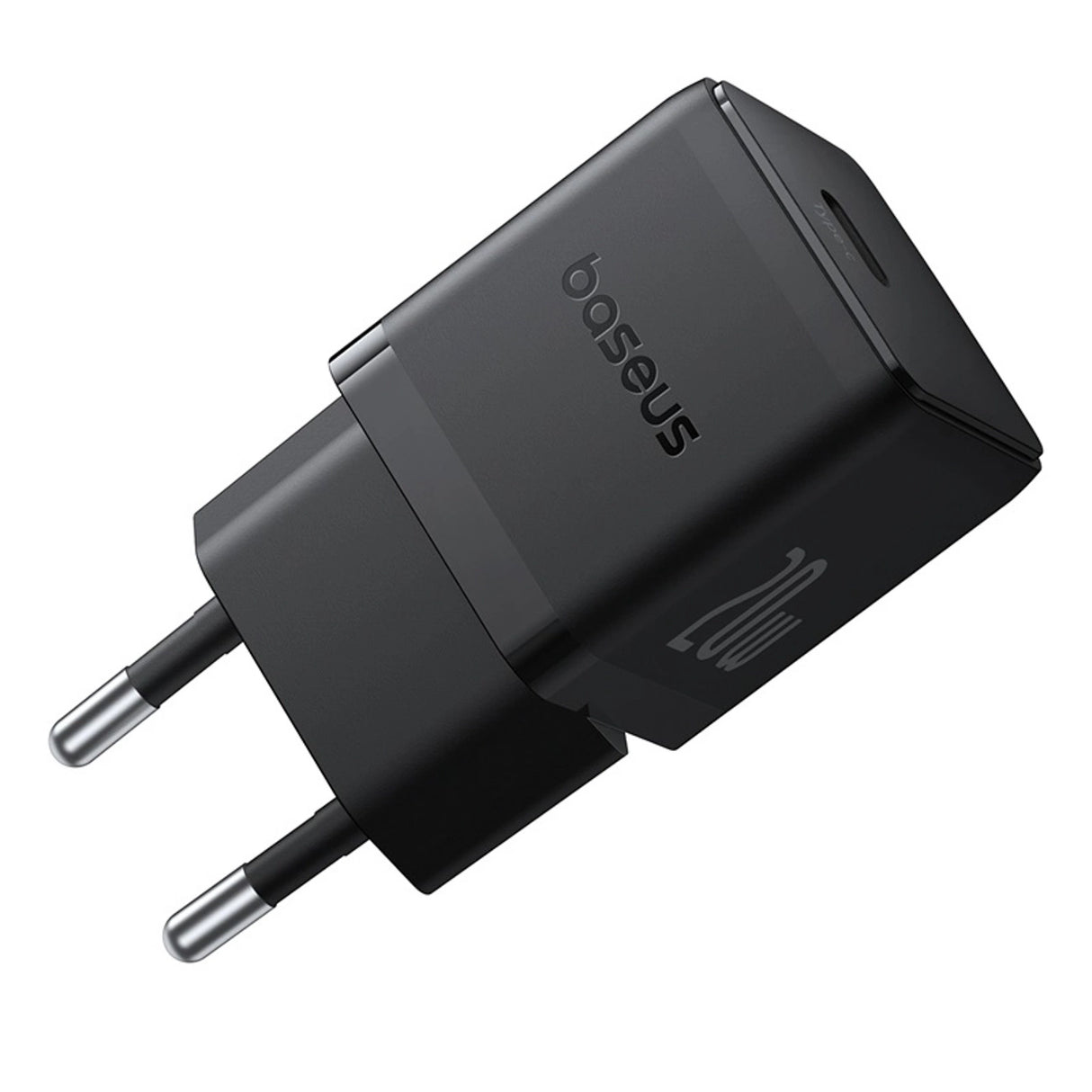 Baseus Palm 1C 20W Wall Charger (med Baseus Mini White USB-C 60W (20V / 3A) 1m Kabel) - sort
