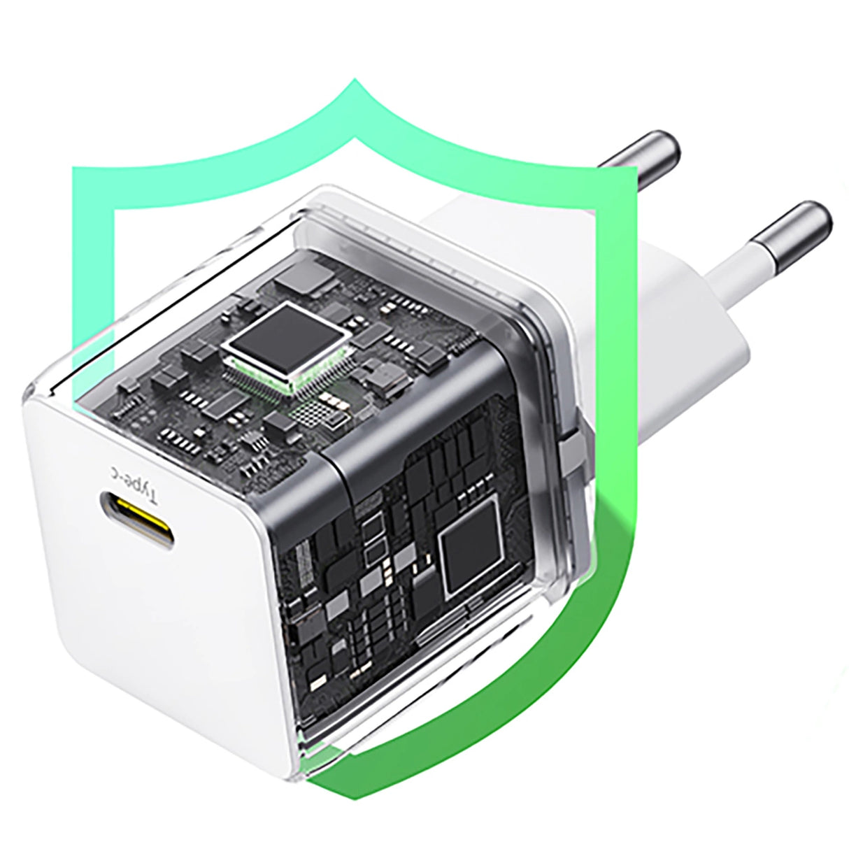 Baseus Palm 1C 20W Wall Charger (med Baseus Mini White USB-C 60W (20V / 3A) 1m Kabel) - Hvid