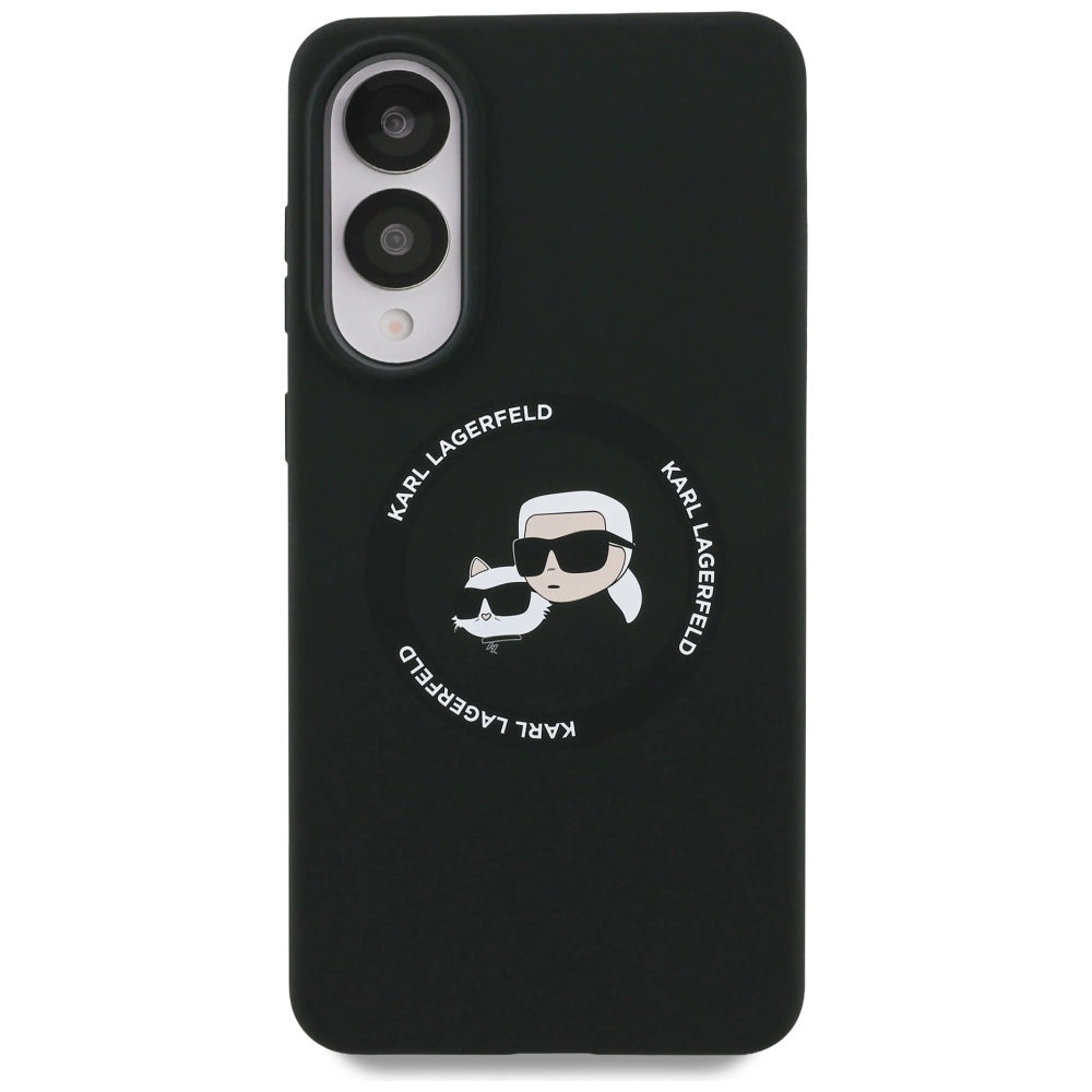 Karl Lagerfeld Silicone nauble Heads And Circle MagSafe case for Samsung Galaxy S25 Edge - black