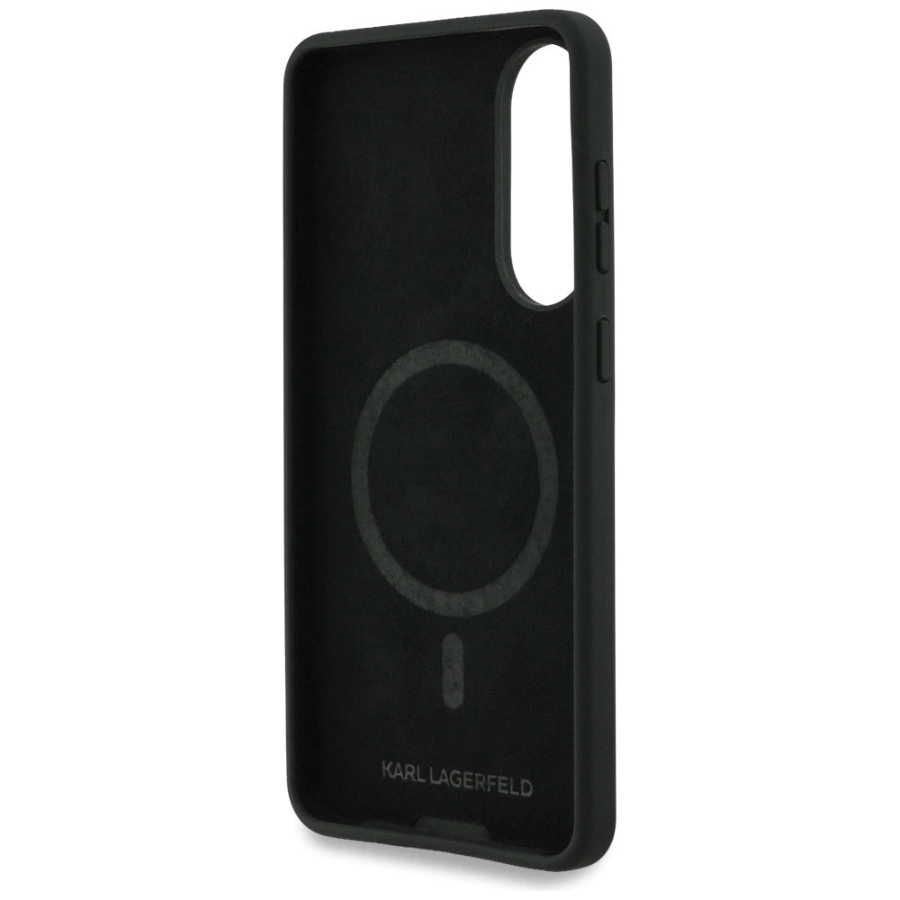 Karl Lagerfeld Silicone nauble Heads And Circle MagSafe case for Samsung Galaxy S25 Edge - black