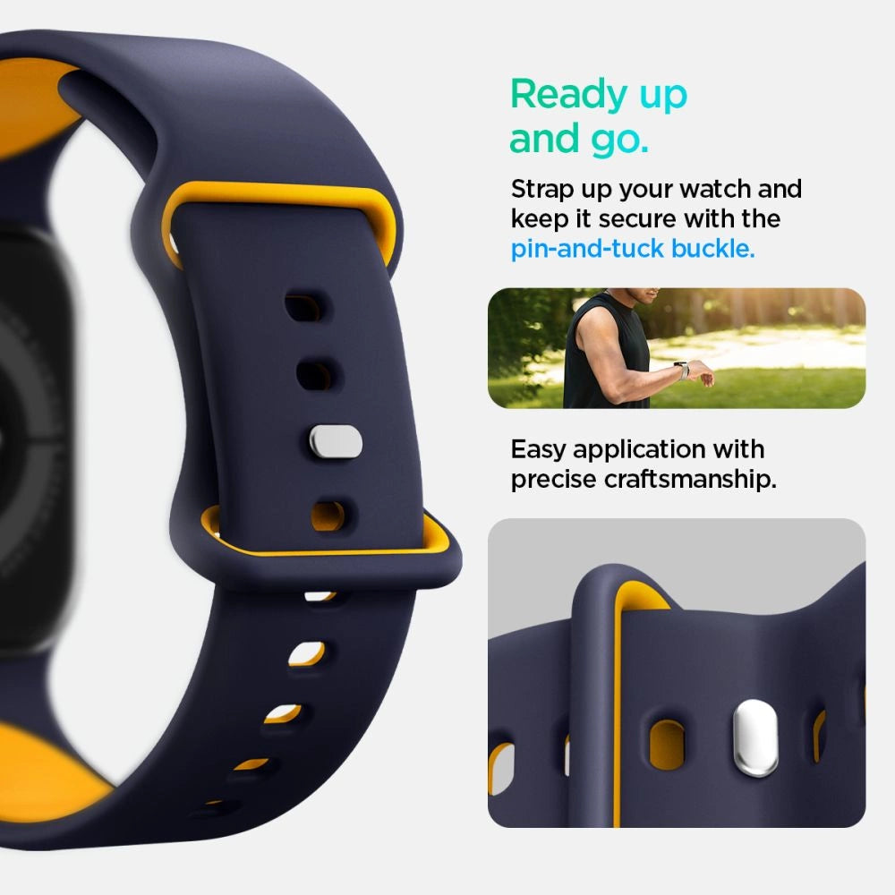 Spigen Nano Pop Strap til Apple Watch 44 / 45 / 46 / 49 mm - Navy Blue og Yellow