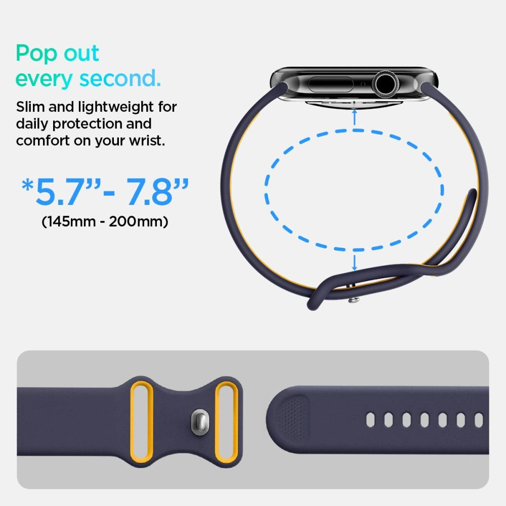 Spigen Nano Pop Strap til Apple Watch 44 / 45 / 46 / 49 mm - Navy Blue og Yellow