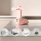 Jisulife håndholdt ventilator Life8 Plus Portable USB-ventilator med Power Bank-funktion 4500mAh og lommelygte - Pink