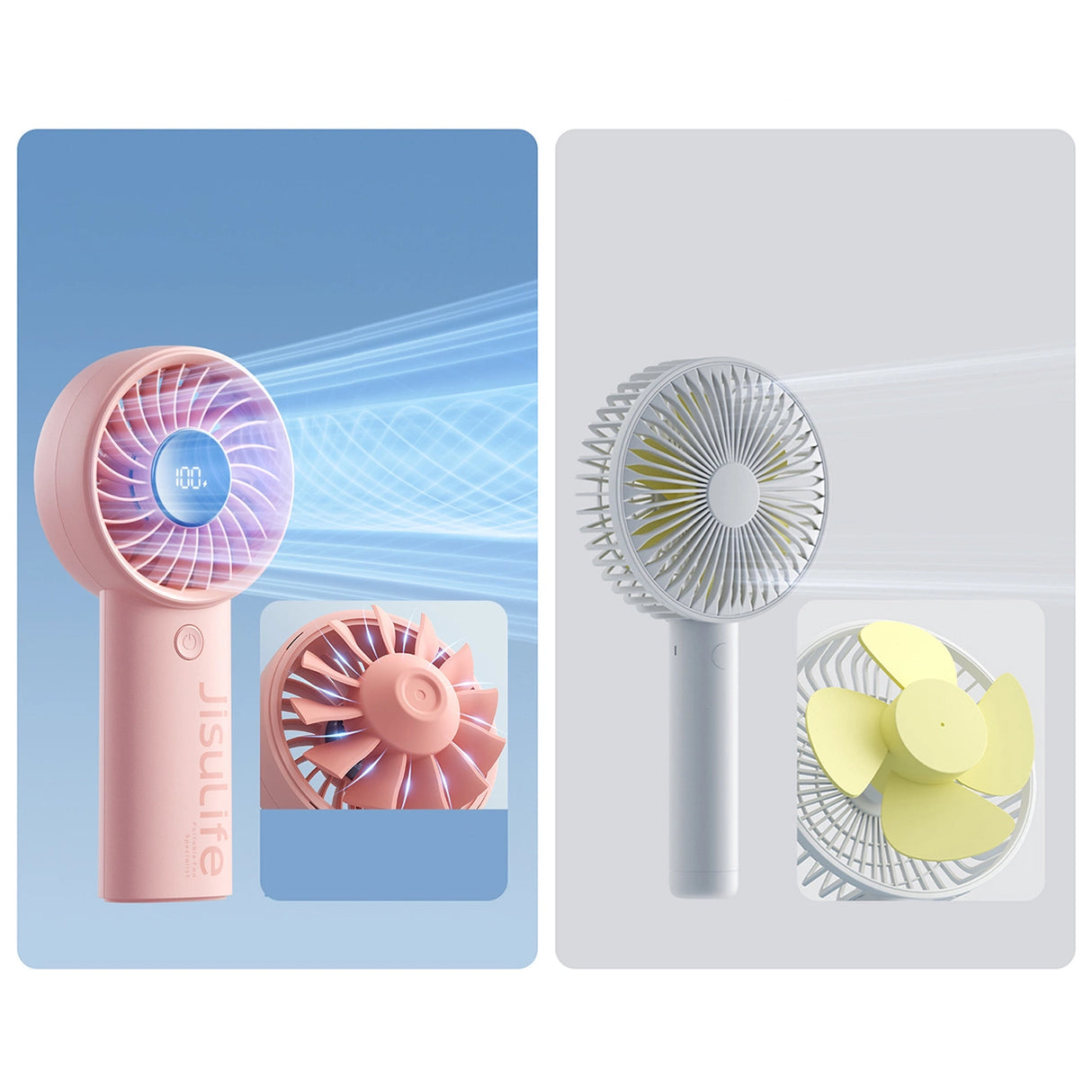 Jisulife håndholdt ventilator Life4 3600mAh bærbar USB-ventilator - Pink